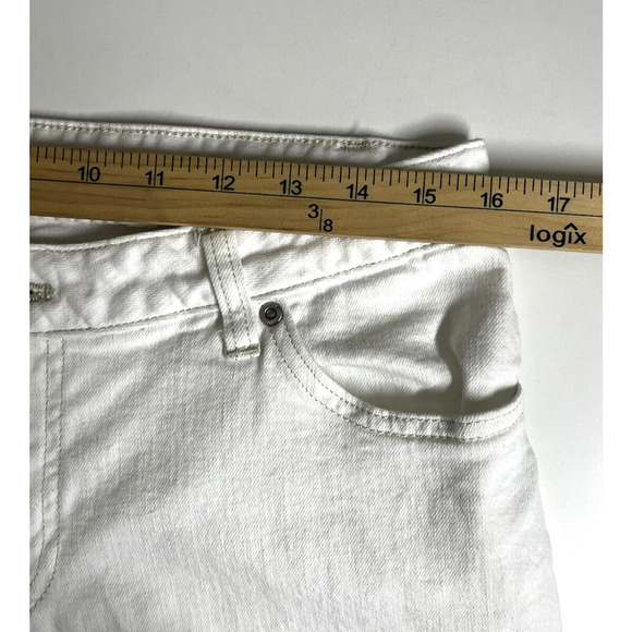 J Jill Mid Rise Boot Cut Jeans Size 12 White Stretch Pockets Western Boho - Picture 3 of 13